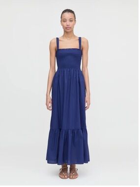 Hill House the Anjuli nap dress in navy crepe